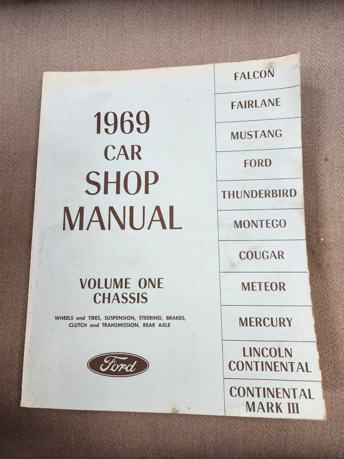 1969 Ford Car Shop Manual 5 Volume Set Falcon Fairlane Mustang Thunderbird EUC