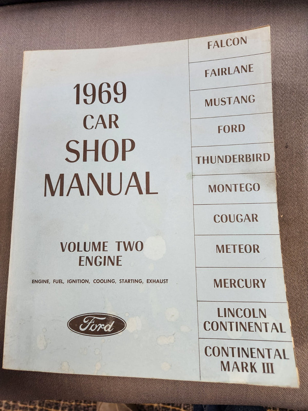 1969 Ford Car Shop Manual 5 Volume Set Falcon Fairlane Mustang Thunderbird EUC
