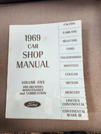 1969 Ford Car Shop Manual 5 Volume Set Falcon Fairlane Mustang Thunderbird EUC