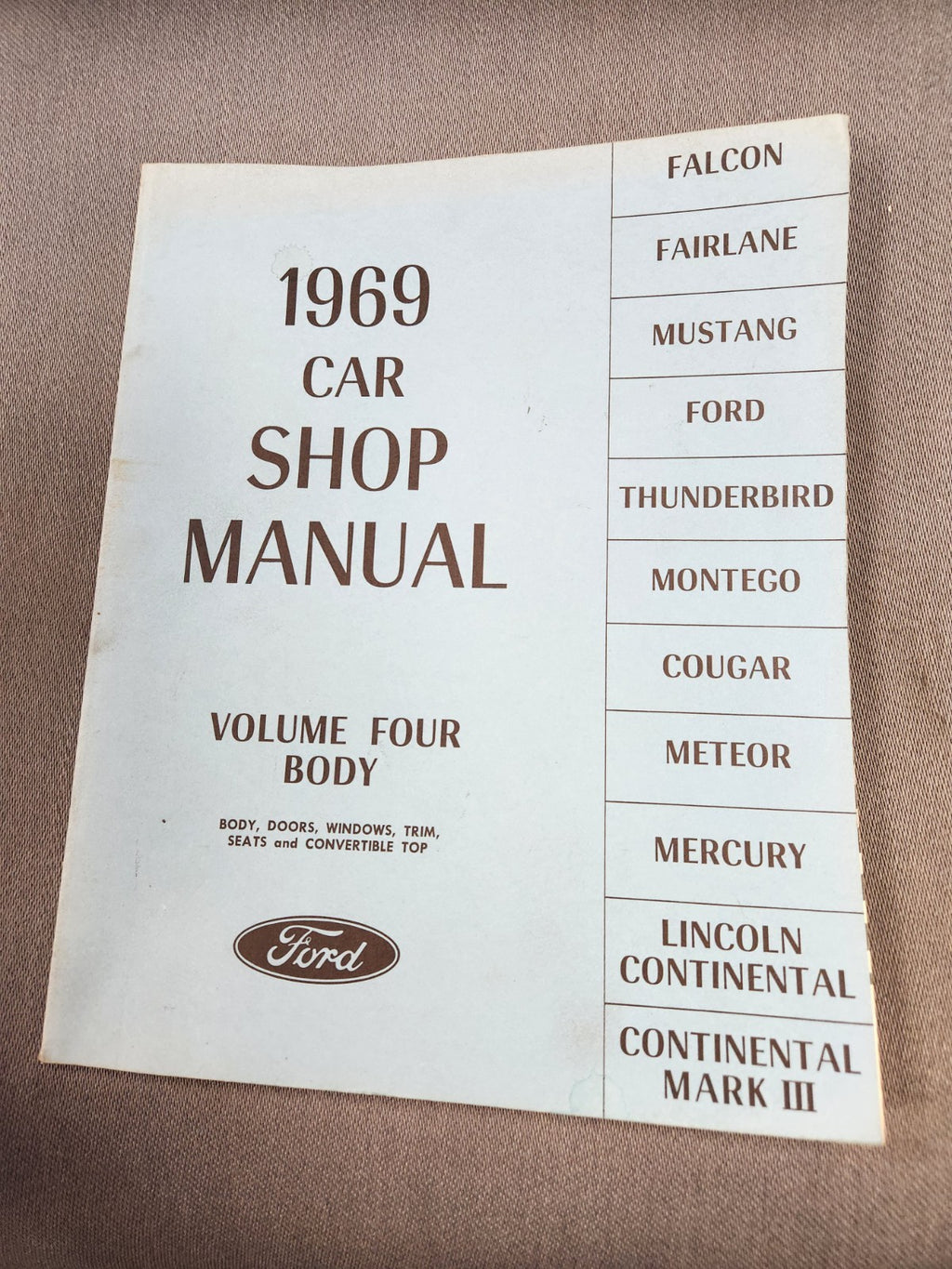 1969 Ford Car Shop Manual 5 Volume Set Falcon Fairlane Mustang Thunderbird EUC