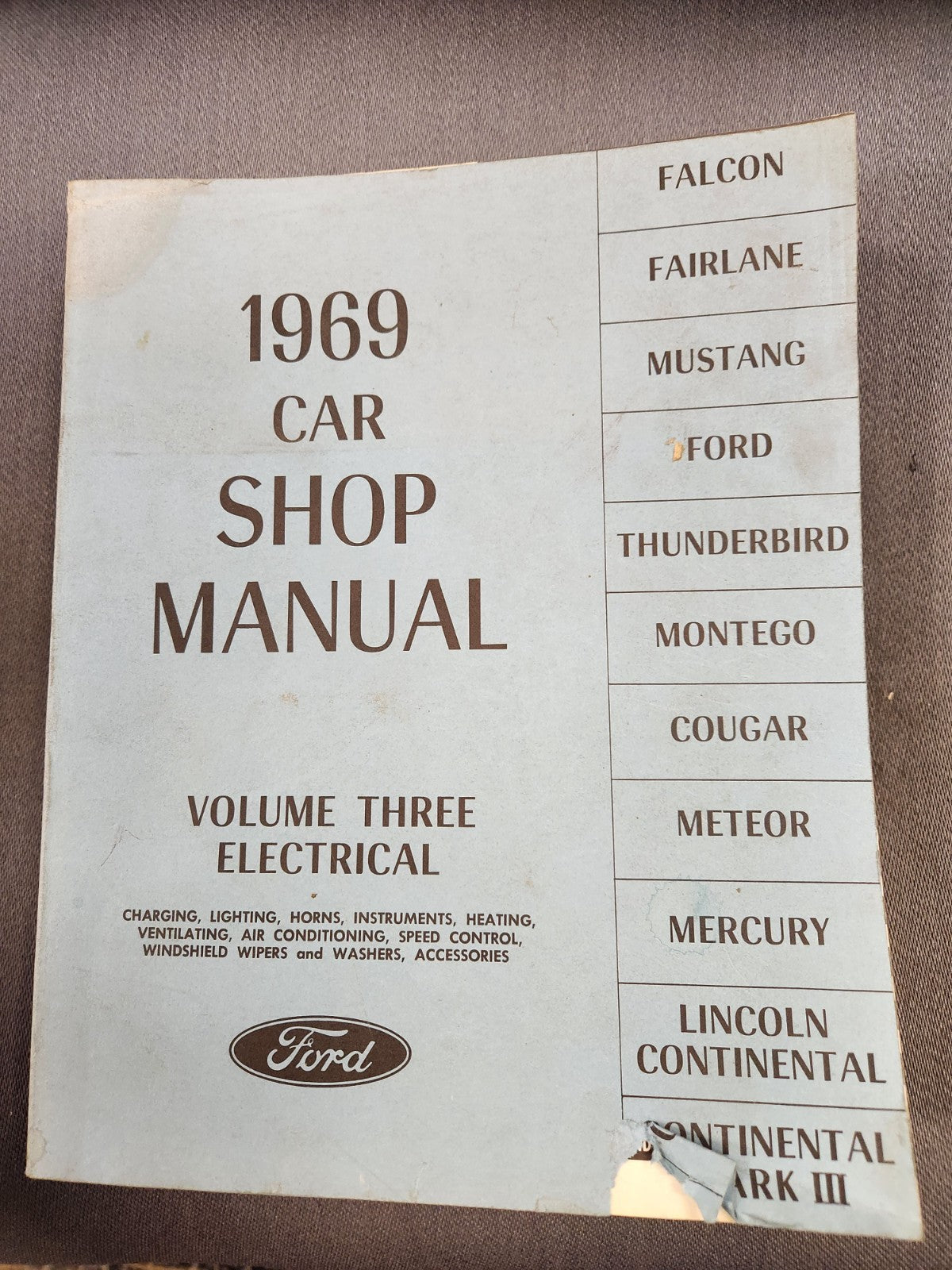1969 Ford Car Shop Manual 5 Volume Set Falcon Fairlane Mustang Thunderbird EUC