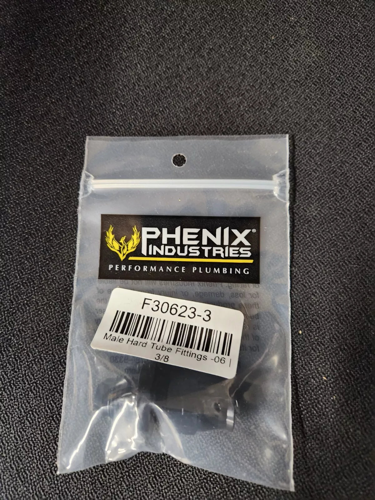 Phenix Industries F30623-3 Male Hard Tube Fitting -06 3/8-Black